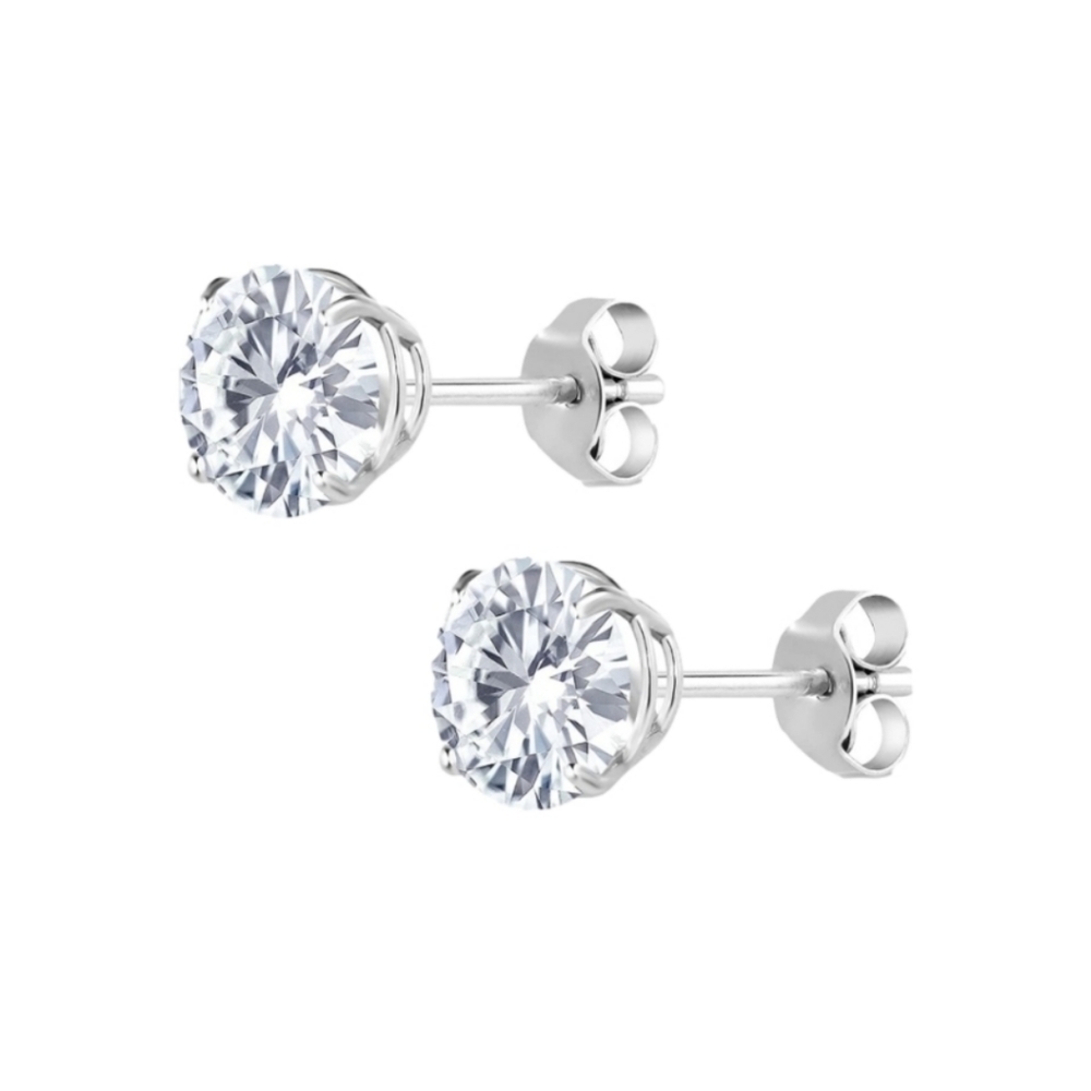 CERTIFIED 14k White Gold 2.ct Diamond Stud Earrings Moissanite Charles Colvard